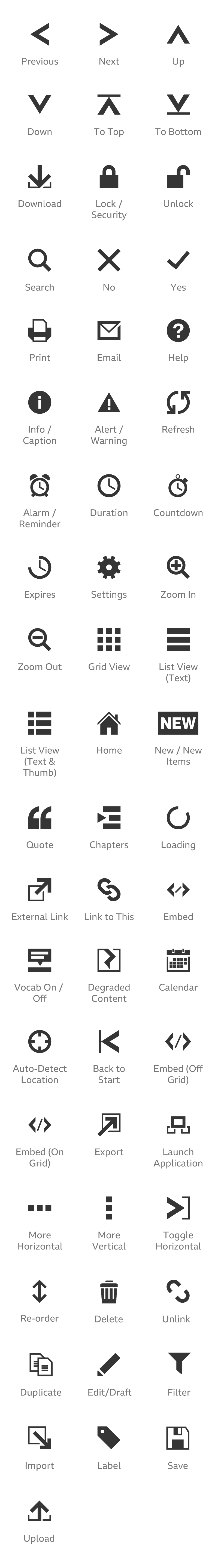 An example of our Core icon set. 